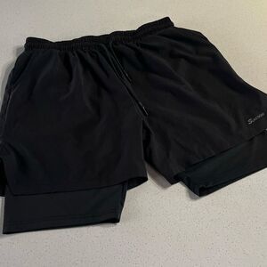 SureNow Sports 2 in 1 Stretch Waist Lined Active Shorts Size Large